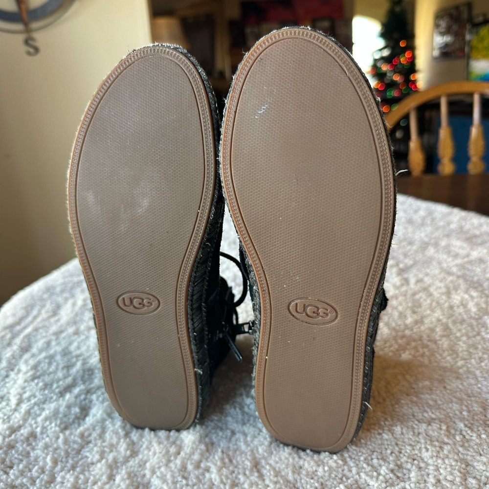 UGG Black Suede Lace-Up Boots - Picture 7 of 7